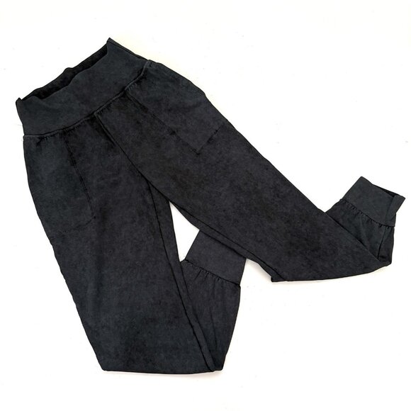 Athleta Size XS Joggers Wide Waist Slant Pockets Dark Grey Marbled - Picture 1 of 6